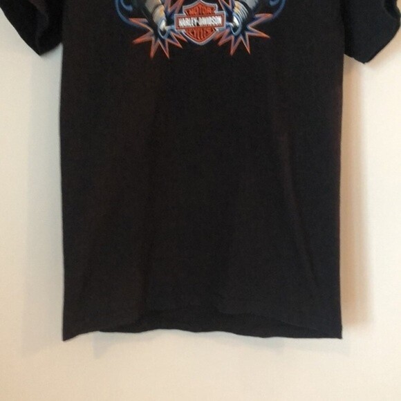 Harley-Davidson Shirt SZ M Short Sleeve Black with Fire It Up on Front - Picture 4 of 5